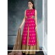 Dashing Hot Pink Dupion Silk Long Choli Lehenga