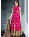 Dashing Hot Pink Dupion Silk Long Choli Lehenga