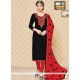 Catchy Black And Red Churidar Suit