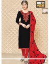 Catchy Black And Red Churidar Suit