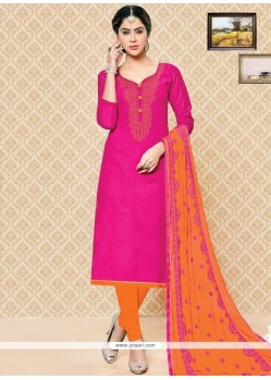 Delightsome Embroidered Work Cotton Churidar Suit