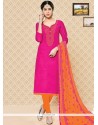 Delightsome Embroidered Work Cotton Churidar Suit