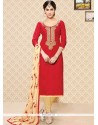 Pleasance Cotton Red Churidar Suit