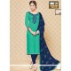 Energetic Navy Blue And Sea Green Churidar Suit