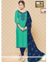 Energetic Navy Blue And Sea Green Churidar Suit