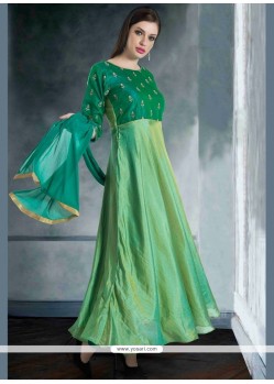 Titillating Art Silk Green Readymade Suit