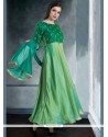 Titillating Art Silk Green Readymade Suit