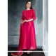 Lace Art Silk Readymade Suit In Hot Pink