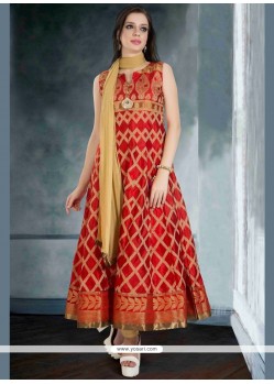 Intriguing Red Raw Silk Readymade Suit