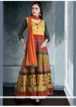 Royal Chanderi Print Work Readymade Suit