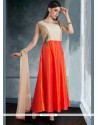 Staring Orange Embroidered Work Readymade Suit