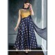 Modish Raw Silk Navy Blue Weaving Work Readymade Suit