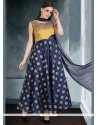 Modish Raw Silk Navy Blue Weaving Work Readymade Suit