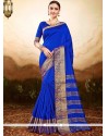 Aesthetic Blue Weaving Work Art Silk Traditional Designer Saree