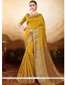 Sumptuous Mustard Weaving Work Art Silk Traditional Designer Saree