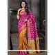 Flawless Hot Pink And Mustard Traditional Saree