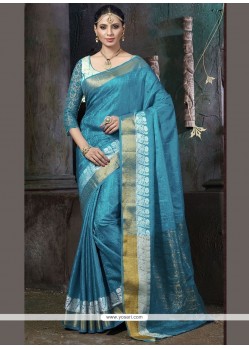 Tiptop Blue Designer Traditional Saree