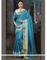 Tiptop Blue Designer Traditional Saree