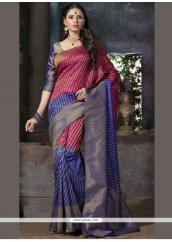 Striking Blue Art Silk Traditional Saree