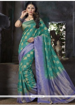 Surpassing Weaving Work Sea Green Art Silk Traditional Designer Saree