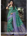 Surpassing Weaving Work Sea Green Art Silk Traditional Designer Saree