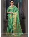 Weaving Art Silk Traditional Designer Saree In Sea Green