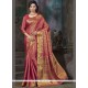 Customary Rose Pink Weaving Work Traditional Saree