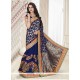 Cherubic Art Silk Navy Blue Patch Border Work Designer Traditional Saree