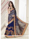 Cherubic Art Silk Navy Blue Patch Border Work Designer Traditional Saree