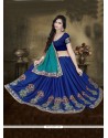 Phenomenal Patch Border Work Navy Blue Designer Traditional Saree