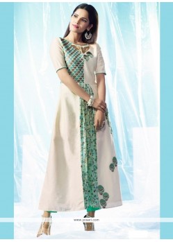 Titillating Off White Cotton Designer Kurti