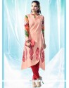 Fabulous Peach Cotton Designer Kurti