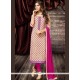 Grandiose Cotton Beige And Magenta Churidar Designer Suit