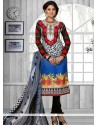 Flawless Faux Chiffon Multi Colour Churidar Suit