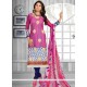 Unique Faux Chiffon Pink Churidar Suit