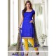 Exuberant Blue Cotton Churidar Suit