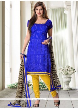 Exuberant Blue Cotton Churidar Suit