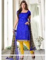 Exuberant Blue Cotton Churidar Suit