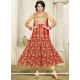 Voguish Embroidered Work Red Anarkali Suit