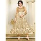 Extraordinary Art Silk White Lace Work Anarkali Suit