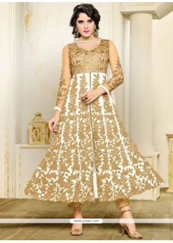 Extraordinary Art Silk White Lace Work Anarkali Suit