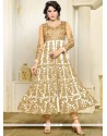 Extraordinary Art Silk White Lace Work Anarkali Suit