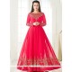Diya Mirza Hot Pink Zari Work Floor Length Anarkali Suit