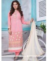 Absorbing Embroidered Work Faux Georgette Designer Straight Suit