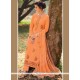Royal Cotton Orange Embroidered Work Designer Straight Suit