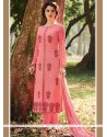 Auspicious Embroidered Work Cotton Pink Designer Straight Suit