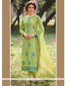Honourable Cotton Green Embroidered Work Designer Straight Suit