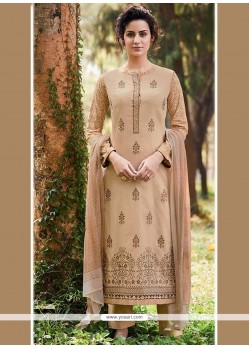 Fabulous Cotton Embroidered Work Designer Straight Suit