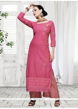 Pink Cotton Designer Palazzo Suit
