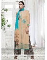 Embroidered Cotton Designer Palazzo Suit In Beige